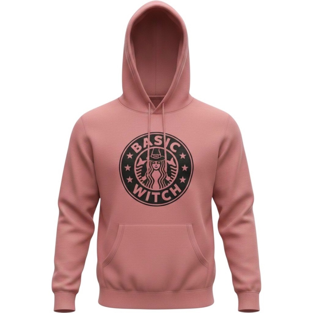 Bella Canvas Basic Witch Hoodie Womens Medium Pink Fleece Graphic Halloween Boho